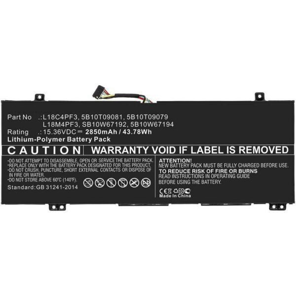 Laptop Battery for Lenovo  43.78Wh 15.36V 2850mAh