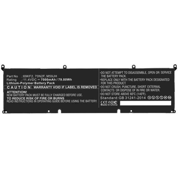 Laptop Battery for Dell 69Wh  11.55V 6000mAh