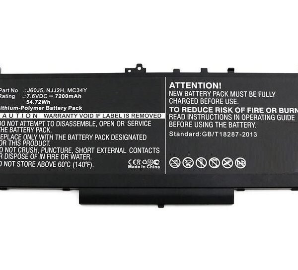 Laptop Battery for Dell 55Wh  7.6V 7200mAh