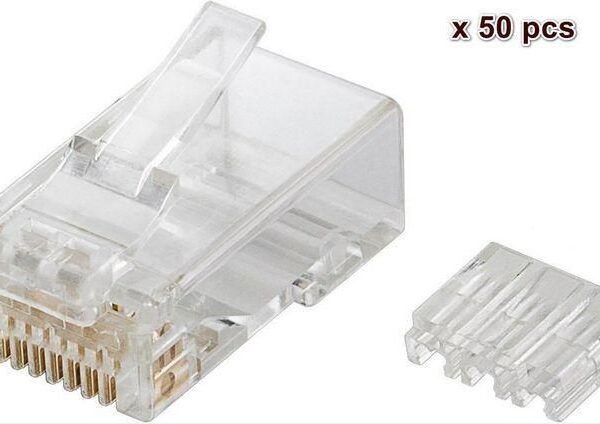 Modular Plug CAT6 Plug 8P8C Unshielded, 50pcs in one bag with Insertion Aid, For Stranded & Solid cable