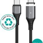 INFINITE (GRS) Magnetic USB-C  - C 2.0 Cable PD100W 480 Mbps  2,0m Black. 2 x USB-C tips included.