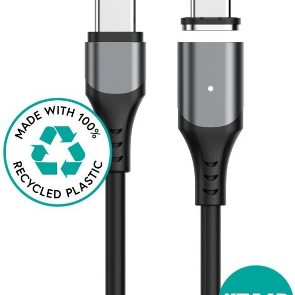 INFINITE (GRS) Magnetic USB-C  - C 2.0 Cable PD100W 480 Mbps  2,0m Black. 2 x USB-C Tips included