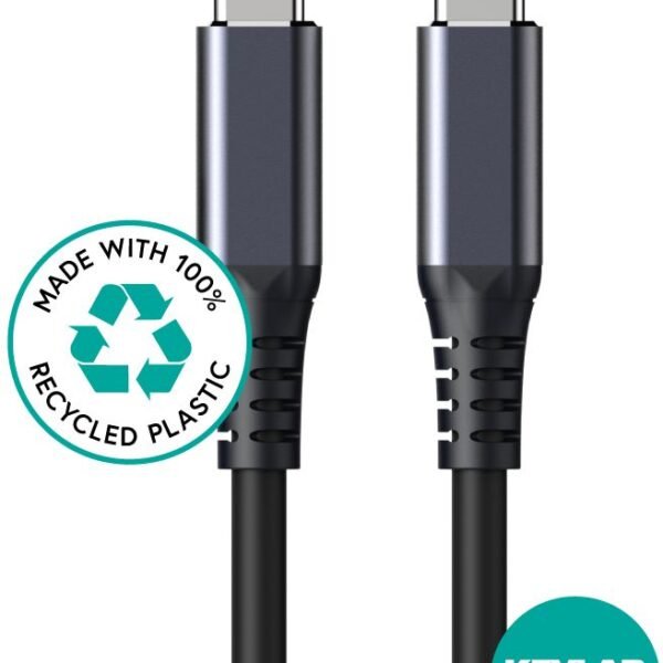 INFINITE (GRS) USB-C Cable  2m, USB4 Gen2x2,100W, 20Gbps,  8K/60Hz Black. Recycled Plastic. Super Soft