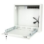 19" 1U Rack Wall Mount 580 x  546 x 150mm Surveillance Box  - White - With Power Strip Type E
