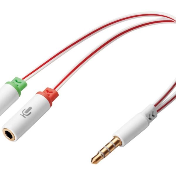 Headset converter Dual- to  Single Headset converter  Dual-<gt/>Single, 3.5mm TRS, Male, Female, White