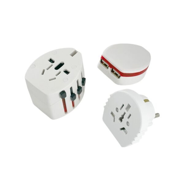 World Adapter Dual USB, 2- and 3-Pole integrated fuse T 6,3A