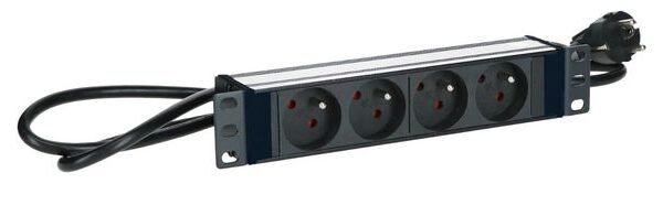 POWER STRIP 10" -  4WAY -  ALUMINIUM FINISH - 2M CABLE