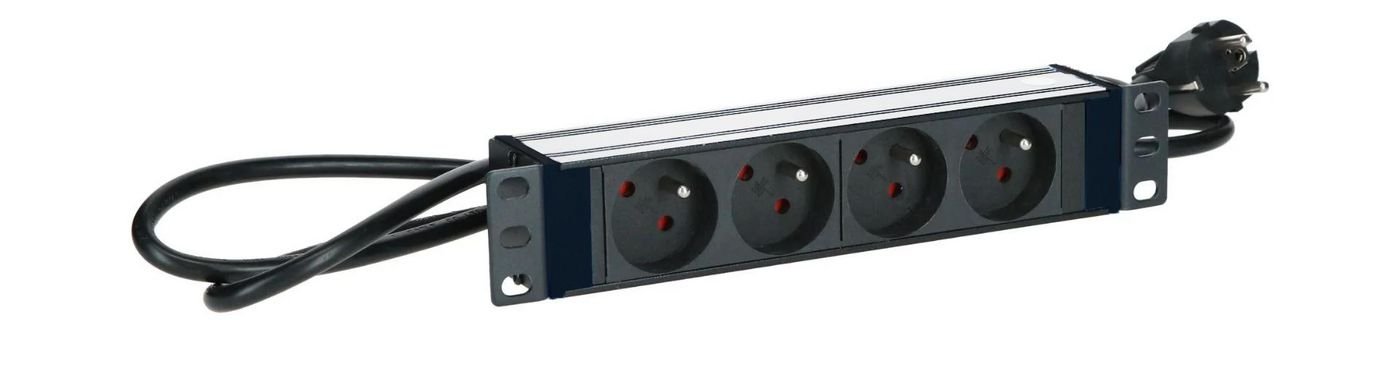 Img_34755098.jpg POWER STRIP 10" - 4WAY - ALUMINIUM FINISH - 2M CABLE - Image 1