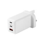 eSTUFF Home Charger USB-C PD 67W GaN UK Plug - White - 100% Recycled Plastic