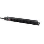 19" rack mount power strip,  1U, 16A with 8 x Schuko  socket, C14 plug