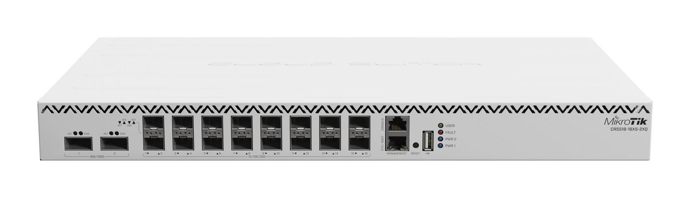 Img_34779162.jpg Cloud Router Switch 518-16XS-2XQ-RM with QCA9531 750 MHz CPU, 64 MB RAM, 98DX8525 switch chip, 2 x 100G QSFP28 ports, 16x 25G - Image 1