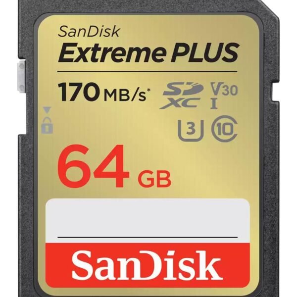 EXTREME PLUS 64GB SDXC MEMORY  CARD 170MB/S 80MB/S UHS-I CL.  10