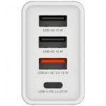USB Wall Charger 30W, White  1x USB-C PD 20W  1x USB-A QC  3.0  2x USB-A 10W - Image 2
