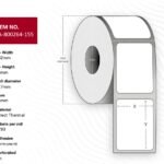 Label 102x38 mm, Core 25.  Direct Thermal, Permanent,  Perforated, Coated. 1790 labels pr. roll, 12 rolls pr. box