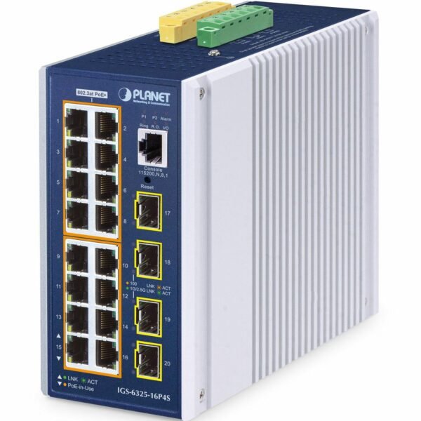 IP30 DIN-rail Ind. L3 16 Port 10/100/1000T 802.3at PoE 4-port 100/1000X SFP Full Managed Switch