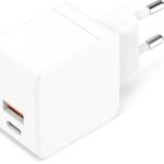 USB-C Power Charger 30W 5V-12V/2A-3A Output:  USB-C + USB-A PD QC3.0 Input: 110-230V EU Wall, for mobile phones, tablets &