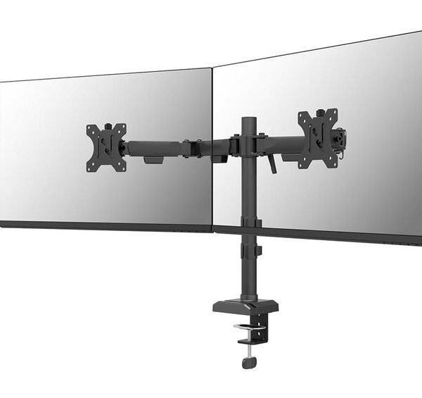 DS60-600BL2, Dual Monitor  Arm, 10-32", 0-8 kg/Screen,  Quick-fix, 180?-stop, 100% plastic-free packaging - Black