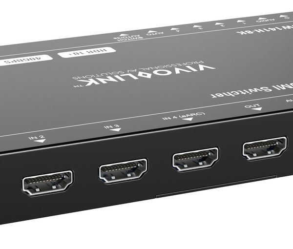 HDMI switcher 4x1 8K@60Hz  with RS232 control, eARC and  analogue audio de-embedder function