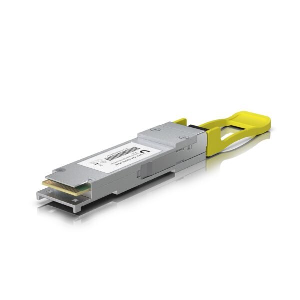 QSFP28 transceiver that  supports 100G connections up  to 2 km using single-mode fiber with an MPO-12 APC connector.