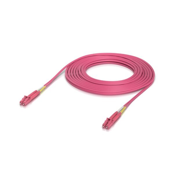 Indoor OM4 multi-mode fiber  patch cable with duplex LC  UPC connectors. Cable length 10M