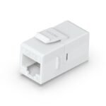 Pass-through Cat6 keystone  coupler for connecting  pre-terminated Ethernet cables seamlessly.
