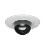 Dome camera mounting  accessory for recessed  installation into a wall or ceiling with a smoked bubble for enhanced
