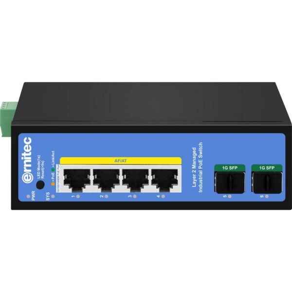 6-port 1000Mbps Industrial  Managed PoE Switch - 2 x SFP  Uplink - up to 120W PoE