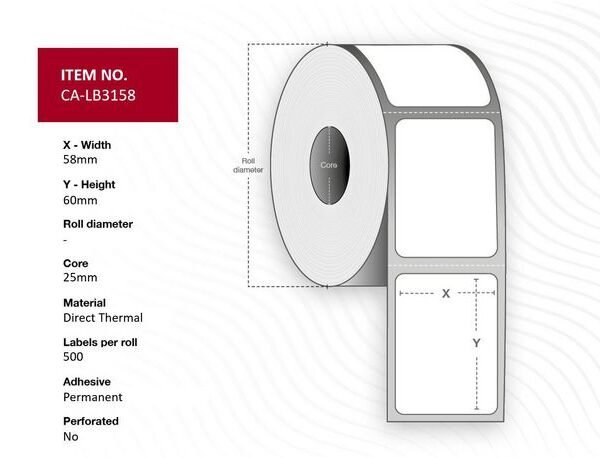 Capture CA-LB3158 printer label White