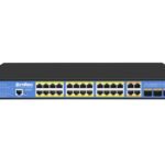 28-Port Gigabit Managed Layer  2+ PoE Switch, 24 Gigabit  ports, 4 Gigabit SFP ports, 4 x Gigabit RJ45 ports, 1 x console port