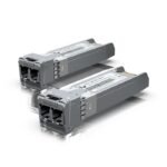 SFP+ transceiver that  supports 10G connections up  to 300 m using multi-mode fiber with a duplex LC UPC connector.