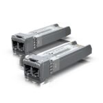 SFP+ transceiver that  supports 10G connections up  to 300 m using multi-mode fiber with a duplex LC UPC connector.