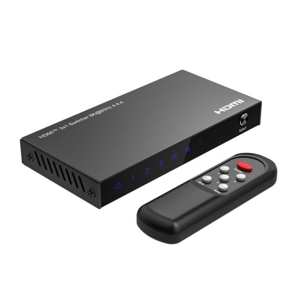 8K@60Hz HDMI Switch 3x1, HDCP  2.3, w/ Remote control