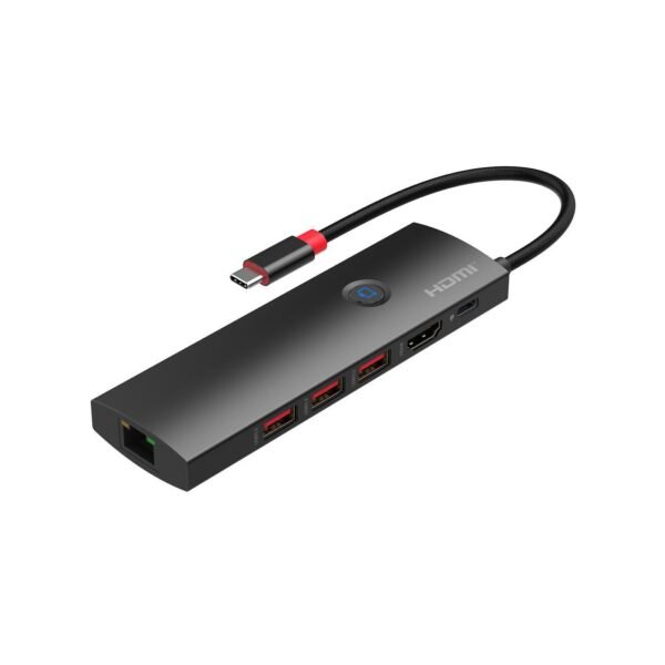 Premium USB-C to HDMI mini  dock, RJ45, HDMI 4K@60Hz, 3x  USB A 3.2, PD up to 100W, with one click video shut-off function