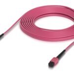 Indoor OM4 multi-mode fiber  patch cable with MPO-12 Type  B UPC connectors designed for 100G applications. 10M