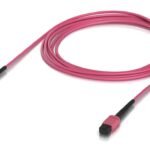 Indoor OM4 multi-mode fiber  patch cable with MPO-12 Type  B UPC connectors designed for 100G applications. 3M