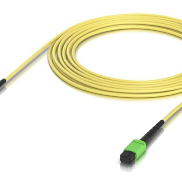 Indoor OS2 single-mode fiber  patch cable with MPO-12 Type  B APC connectors designed for 100G applications. 5M