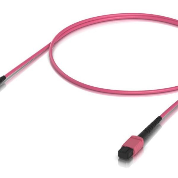 Indoor OM4 multi-mode fiber  patch cable with MPO-12 Type  B UPC connectors designed for 100G applications. 1M