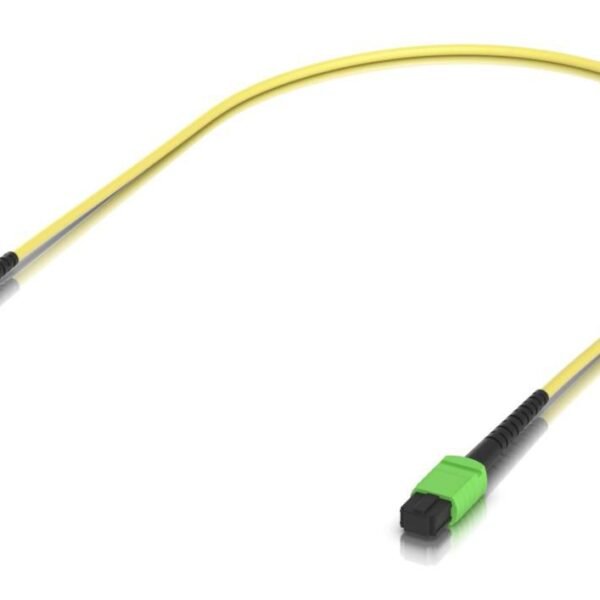 Indoor OS2 single-mode fiber  patch cable with MPO-12 Type  B APC connectors designed for 100G applications. 0.5M