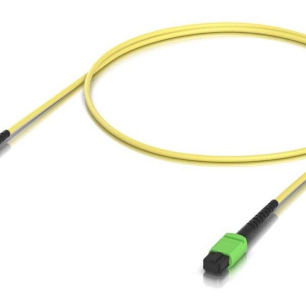 Indoor OS2 single-mode fiber  patch cable with MPO-12 Type  B APC connectors designed for 100G applications. 1M