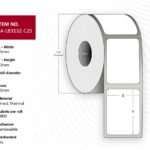 Label 45 x 32mm, Core 25mm,  Direct Thermal, Coated,  Permanent adhesive, No perforation, 2800 labels per roll, 10 rolls per box.