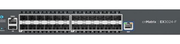 cnMatrix EX3024F, Intelligent  Ethernet Fiber Aggregation  Switch, 24 10 Gbps SFP+ ports, dual internal AC power supplies - no pwr cord