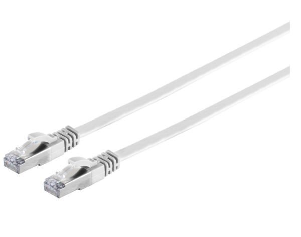 U/UTP CAT6A 5M White Flat Unshielded Network Cable, PVC, 4x2xAWG 30/7 CU