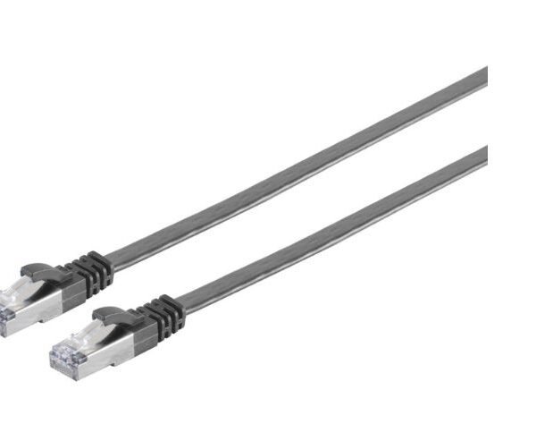 U/FTP CAT6A 1M Black Flat Unshielded Network Cable, PVC, 4x2xAWG 30/7 CU