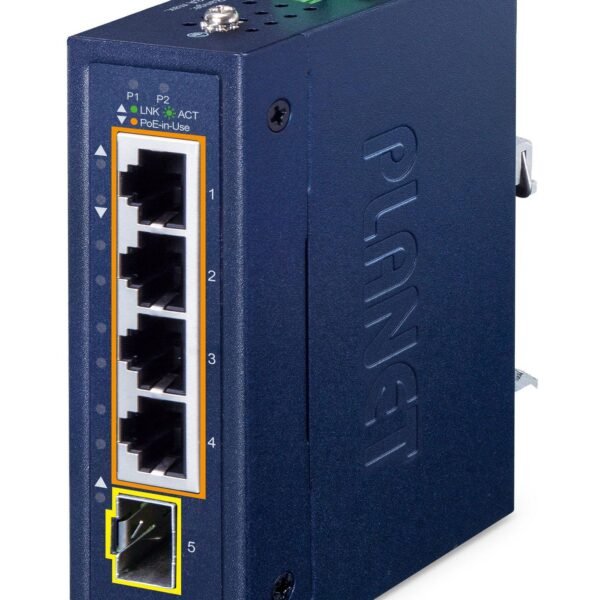IP30 Compact size 4-Port  10/100/1000T 802.3at PoE +  1-Port 100/1000X SFP Gigabit Ethernet Switch