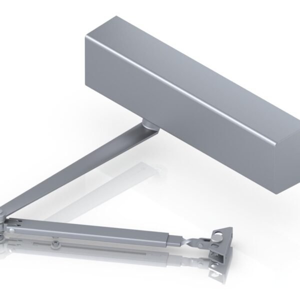 A mechanical door closer that  ensures controlled closure  for safety and convenience.