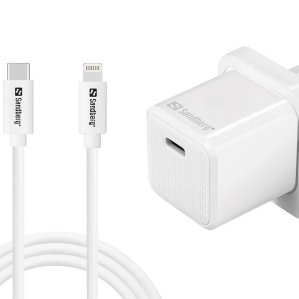 USB-C AC 20W Charger UK +  Lightning 1M USB-C 20W  Charger UK+Lightning