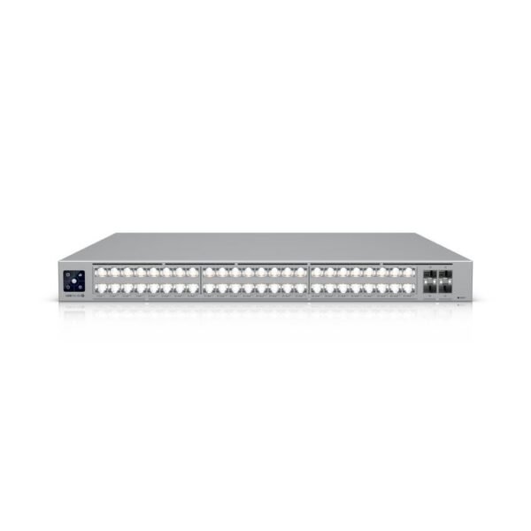 Professional-grade, 48-port  Layer 3 Etherlighting PoE  switch with (32) 10 GbE, (16) 2.5 GbE PoE, and (4) 25G SFP28 ports.