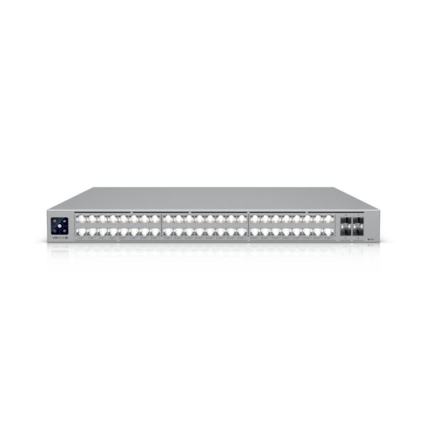 Professional-grade, 48-port  Layer 3 Etherlighting PoE  switch with (32) 10 GbE, (16) 2.5 GbE PoE, and (4) 25G SFP28 ports.