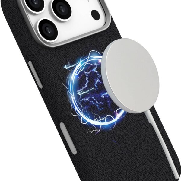 INFINITE (GRS) VENICE iPhone  17 Pro Black PU Leather  Magnetic Cover. Material: 65% (GRS) recycled PC and 21% (GRS) recycled TPU