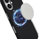 INFINITE (GRS) VENICE iPhone  17 Black PU Leather Magnetic  Cover. Material: 65% (GRS) recycled PC and 21% (GRS) recycled TPU